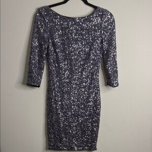 Aqua Elegant Sequin Dress in Silver